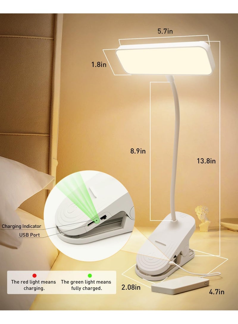 بورتال مصباح LED للقراءة بمشبك للتثبيت، يعمل بالبطارية وقابل لإعادة الشحن، مع 3 مستويات سطوع قابلة للتغيير، تصميم عملي للقراءة والدراسة والاستخدام اليومي - Image 5